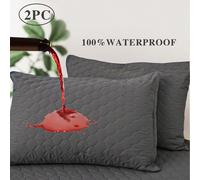 2 pièces Protège-oreillers imperméables avec fermeture éclair - Taille standard, couvre-oreillers anti-acariens, anti-poussière et anti-allergies 50*66,50*75,51*91,50*90,48*74Carreau,UnicoloreAutre Po