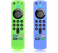 2 Pièces Protege telecommande Silicone Boîtier de télécommande pour Firestick 4K Max/Insignia/Pioneer/Omni Alexa Voice Remote Enhanced avec lanière (Vert + Turquoise Les Deux Brillent)