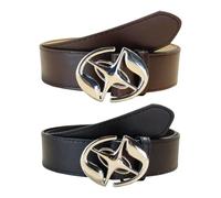 2 Pièces Pu En Cuir Ceinture, Ceinture Simple Et À La Mode, Ceinture De Style Punk, Accessoires De Vêtements, Ceinture Rétro.