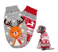 2 Pièces Pull de Noël pour Chat Chien, Pull-Overs de Noël pour Chiens, Pull Noëls Animaux Compagnie, Pulls Classique de Couleur de Noëls, pour Chats, Chiens de Petite et Moyenne Taille (S)