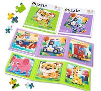 2 Pièces Puzzle Magnetique 3-en-1 Jeu Voiture Enfant Voyage Puzzle Magnetique Enfant 3 Ans Version Animaux & Transports,Jouet éDucatif 3 Ans + pour Voyage & Maison
