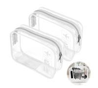 2 Pièces PVC Étanche Trousses de Maquillage Toilette Transparente Voyage, Sac Transparent Avion avec Glissière pour Les Hommes,Femme