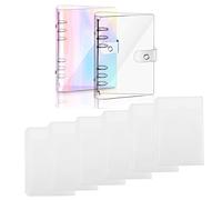 2 Pièces PVC Reliure à Anneaux et 6 Pièces Pochettes de Reliure Reliure à Anneaux A5 Couverture de Fichier pour Organisation de Affichage Bloc-notes Journal