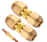 2 Pièces Raccord Double Laiton 1/4 Pouce pour Tubes Cuivre, Connecteur pour Climatisation, Jonction sans Soudure, Kit Double Écrou, Accessoire pour Système de Refroidissement