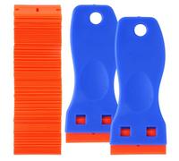 2 Pièces Racloir Vitrocéramique, avec 110 Pièce Lames de Rechange, | Grattoir Plastique,Verre Plaque Grattoir pour Plaque à Induction,Voiture,Verre,Miroir,Autocollant,Nettoyage,Portes,Bleu