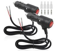 2 Pièces Rallonge Allume Cigare (1 m) avec Interrupteur - Prise Allume-Cigare Mâle 12V/24V 16AWG à Double Isolation pour Voiture, Camping-Car, Bateau, Moto