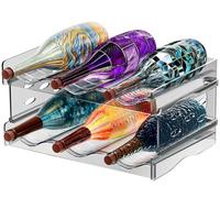 2 Pièces Range Bouteille Frigo Empilable Porte Support Rangement Bouteille Vin Eau Vertical Casier à Bouteilles Plastique Contenir Jusqu'à 6 Bouteillespour Comptoirs de Cuisine Armoire Réfrigérateur