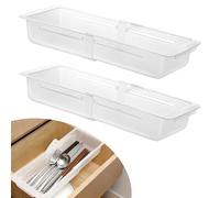 2 Pièces Rangement pour Coiffeuse Organisateur, Boite de Rangement Tiroir Bureau, Organisateur Tiroir Salle de Bain, Bac Profond Adjustable de 31.5 à 45cm, pour Ustensiles de Cuisine, Sous-vêtements