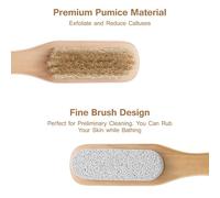 2 Pièces Râpe à Callosités Double Face en Bois, Pierre et Brosse | Poignée Lisse, Cordon en Coton Tressé, Finition Kaki, Format Suspendu pour Soin des Pieds
