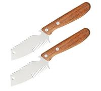 2 Pièces Râpe Oignons Verts en Acier Inoxydable, Manche Bois | Large Ouverture, Dents en Peigne, Prise Antidérapante, Préparation Rapide, Beige