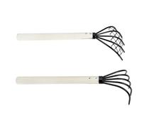 2 Pièces Râteau à Griffes 5 Dents en Fer et Bois | Outil à Main Ergonomique, pour Sable et Terre, Creuser, Pêcher à Basse Mer, Usage Chasse