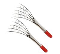 2 Pièces Râteau à Griffes en Acier Inoxydable, Long Manche | Claw Style Précis, Panier Intégré, Argenté, pour Coquillages, Huîtres et Sorties Côtières en Famille