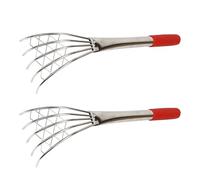 2 Pièces Râteau à Huîtres en Acier Inoxydable à Long Manche | Griffes Précises, Nettoyage Rapide, Panier Intégré, Usage Plage et Vasières, Argenté, pour Palourdes