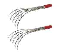 2 Pièces Râteau à Main en Acier Inoxydable à Long Manche | Claw Style, Tines Métalliques Précises, Panier Pratique, pour Plages et Zone de Marée, Argenté