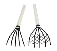 2 Pièces Râteau à Palourdes Poignée en Bois et Fer, Outil à Main | Jardinage et Plantation, Conception Ergonomique, pour Creuser Sable, Terre et Sol