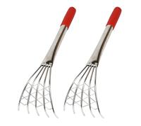 2 Pièces Râteau Palourde en Acier Inoxydable Long Manche | Argenté, Plastique et Acier Inoxydable, pour Coquillages et Huîtres, Usage sur Plages Sablonneuses