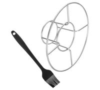 2 Pièces Râtelier à Poulet Rôti Pliable en Acier Inoxydable | Montage Simple, Cadre Stable, Nettoyage Facile, Brosse Huile Silicone Couleur Aléatoire