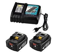 2 Pièces Rechange Batterie pour Maki-ta 18V Batterie + 14,4V-18V 7A DC18RCT Chargeur pour Maki-ta Batterie 18V BL1845B BL1840B BL1835B BL1830B BL1825B BL1845 BL1840 BL1835