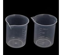 2 Pièces Récipient Gradué Transparent 100 ml pour Laboratoire et Cuisine | Gobelet en Plastique Blanc | Godet Gradué en Plastique Transparent pour Test en Laboratoire
