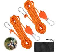 2 Pieces Reflective Tent Rope,4m Lightweight Camping Rope Adjustable Ratchet Rope With Hook Ropes Camping Tent With Tensioner For Canopy Tarpaulin Outdoor Hiking,Black
