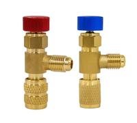 2 Pièces Réfrigérant Valve de Sécurité R410 R22, Adaptateurs de Recharge Climatisation avec Valve de Sécurité et Coupleur Rapid, Raccord Clim Auto Facile à Utiliser, Adaptateur Clim Antifuite Haute