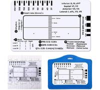 2 Pièces Règle Ecg Transparente/Carte Ecg Simplifiée En Suivant Un Plan En 7 Étapes. Format De Poche : 8,6 Cm X 5,4 Cm. Idéal Pour Les Étudiants,Les Ambulanciers,Les Infirmières Et Les