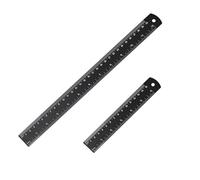 2 Pièces Règle en Métal, 15 cm 30 cm Double Marquage Règle en Acier, pour L'école, le Bureau et la Maison, Noir