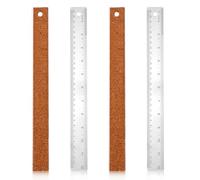 2 Pièces Règle Métal Support en Liège, 30cm Acier Inoxydable Règle à Bord Droit Impériale et Métrique Règle Outil de Mesure pour le Dessin l'École le Bureau les Fournitures