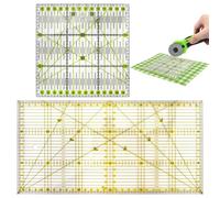 2 Pièces Regle Patchwork Couture Précise de 15 X 30 CM, Règle Couture en Acrylique avec Graduations en cm et Indications d'angles, Règles de Patronage pour le Quilting, la Couture et le Patchwork