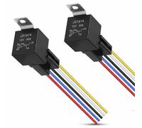 2 Pièces Relais Automobile 12V 40A JD1914 - Relais 5 Broches 12V SPDT avec Faisceau, Support Métal, Prise Relais 12V, Commutateur NO/NC pour Voiture, Camion, Moto, Bateau, Klaxon, Éclairage, Pompe