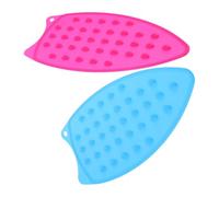 2 Pièces Repose-fer en Silicone Bleu, Tapis Isolant Pliable | Canaux Vapeur, Trou Suspendre, Rinçage Facile, Anti-taches, Protection du Plan de Travail