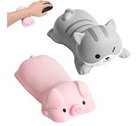 2 Pièces Repose Poignet Souris, 12,5x6 cm Repose Poignet, PU Repose-Poignet Anti Fatigue, Tapis Souris Ergonomique, Décompresser ou Faire de Petites Décorations, pour Ordinateur (Chaton + Cochon)