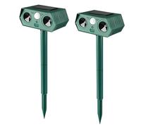 2 Pièces Repulsif Chat Exterieur, Ultrason Solaire Répulsif pour Chiens Imperméable IPX5 12m 120° Effaroucheur Animaux Jardin avec Lumière LED pour Chats Chiens Renards Martres