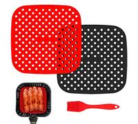 2 Pièces Revêtements Antiadhésifs pour Friteuse à Air, Tapis pour Friteuse à Air Réutilisables, Tapis de Doublure de Friteuse à Air, Coussin de Friteuse à Air en Silicone Réutilisable (Carré)