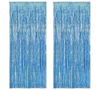 2 Pièces Rideau de Paillettes Métallique de Frange 1 x 2 m Rideau Anniversaire Rideau Frange,Rideaux Fil Franges pour Décoration D'Arrière-Plan, pour Licorne Sirène Fée Princesse Fête Noël(Bleu clair)