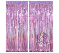 2 Pièces Rideau de Paillettes Métallique de Frange 1 x 2 m Rideau Anniversaire Rideau Frange,Rideaux Fil Franges pour Décoration D'Arrière-Plan, pour Licorne Sirène Fée Princesse Fête Noël(Rose clair)
