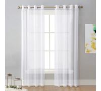 2 pièces Rideau Voilage 100 x 200 cm Bloquer Soleil Anti-UV, Doux et Esthétiques Transparent Rideaux Salon Décoration de Maison pour Fenêtre Porte Cuisine Chambre, Blanc