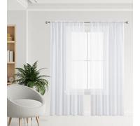 2 Pièces Rideau Voilage 50 x 80 cm Rideaux Salon Semi-Transparent Rideau Voilages Intérieurs Rideaux Salon Moderne pour Chambre Enfant/Adulte, Blanc