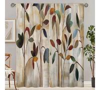 2 Pièces Rideaux De Feuilles De Plante Aquarelle, Rideau Sans Trous, Se Référer À La Décoration De Chambre À Coucher, Bureau, Cuisine, Salon, Étude À La Maison 60*150,75*166,105*230,130*210PlantesPoly
