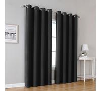 2 pièces Rideaux occultants thermiques Opaque Rideau occultant avec œillets 140×240cm Noir