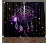 2 pièces Rideaux semi-transparents avec motif de la série Dream Catcher, impression numérique haute définition, matériau en polyester semi-transparent, résistant à la décoloration. Convient pour les r