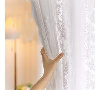 2 Pièces Rideaux Voilage Dentelle Blanche Voilages Intérieurs à Broderie, Imprimé Floral Semi-Transparent Voile à Oeillets Rideau Décoration Tamisante de Salon Cuisine Chambre 2x140x240CM