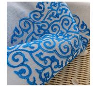 2 Pièces Rideaux Voilage Motif de Broderie Bleu Voilages Intérieurs à Broderie, Imprimé Floral Semi-Transparent Voile à Oeillets Rideau Décoration Tamisante de Salon Cuisine Chambre 2x140x140CM