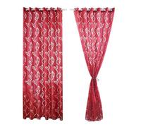 2 Pièces Rideaux Voilage Rouge 100x250 cm avec Motifs de Feuilles Décoration Élégante de Salon Chambre Salle à Manger