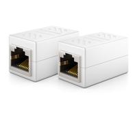 2 Pieces RJ45 Coupler (1000 Mbit) Gigabit LAN Cable Extension Network Cable Ethernet Adapter Connector Compatible with Cat8,Cat7,Cat6,Cat5 Patch Cable DSL POE 2X RJ45 Female-White