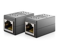 2 Pièces Rj45 Coupleur (1000 Mbit) Gigabit Câble Lan Rallonge Câble Réseau Ethernet Adaptateur Connecteur Compatible Avec Cat8, Cat7, Cat6, Cat5 Câble Patch Dsl Poe 2X Rj45 Femelle - Noir