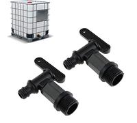 2 Pièces Robinet de Sortie pour Baril de Pluie, Robinet pour Baril de Pluie 3/4", Traversée de Baril de Pluie en Plastique, pour Raccordements d'eau de Jardin (Noir)