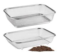 2 Pièces Robuste Tamis à Compost, 29.5×21.5×6.3cm Tamis Rectangulaire | Tamis de Jardin en Acier Inoxydable, Tamis à Compost de Jardi, pour Sable, Semences, Terre, Compost, Pierres,Mauvaises Herbes