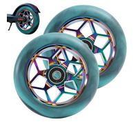 2 Pièces Roues de Trottinette Freestyle 110mm, Roues de Remplacement Scooter en PU 88A avec Roulements ABEC-9, Roue Colorées Compatibles avec Trottinettes Stunt et Freestyle Bleu