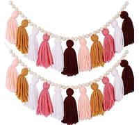 2 pièces rouge/rose/blanc 100cm guirlande de houppes Bannière de houppes décorative Tenture murale pour la décoration de la maison Mariage Anniversaire Baby Shower Party Supplies, pré-assemblé